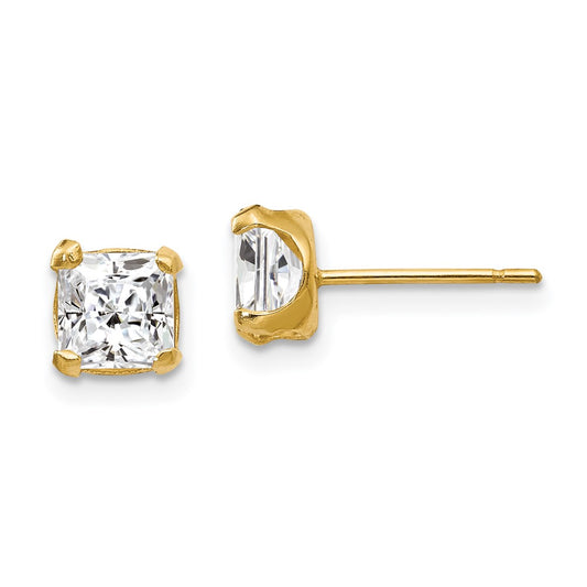 14K Yellow Gold Madi K 5mm Square CZ Post Earrings