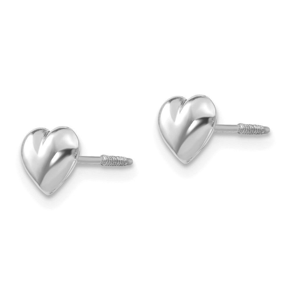 14K Yellow Gold Madi K White Gold Puff Heart Post Earrings