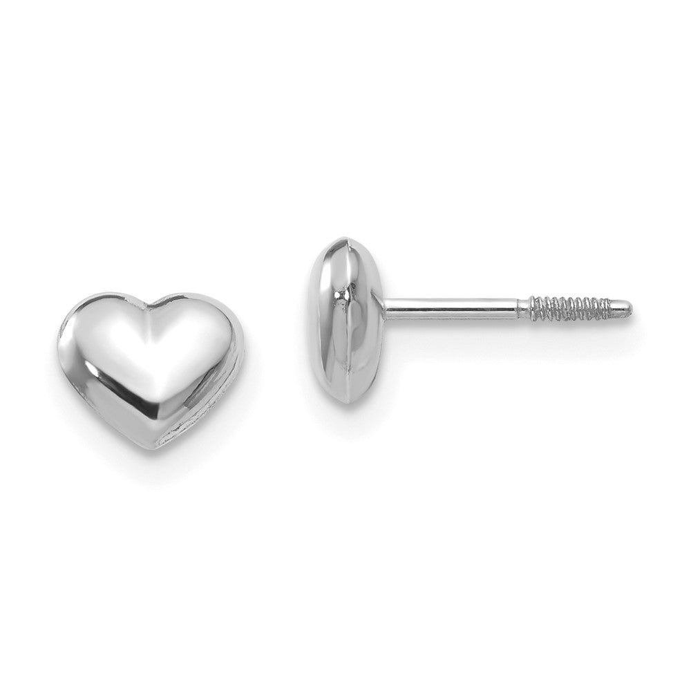 14K Yellow Gold Madi K White Gold Puff Heart Post Earrings