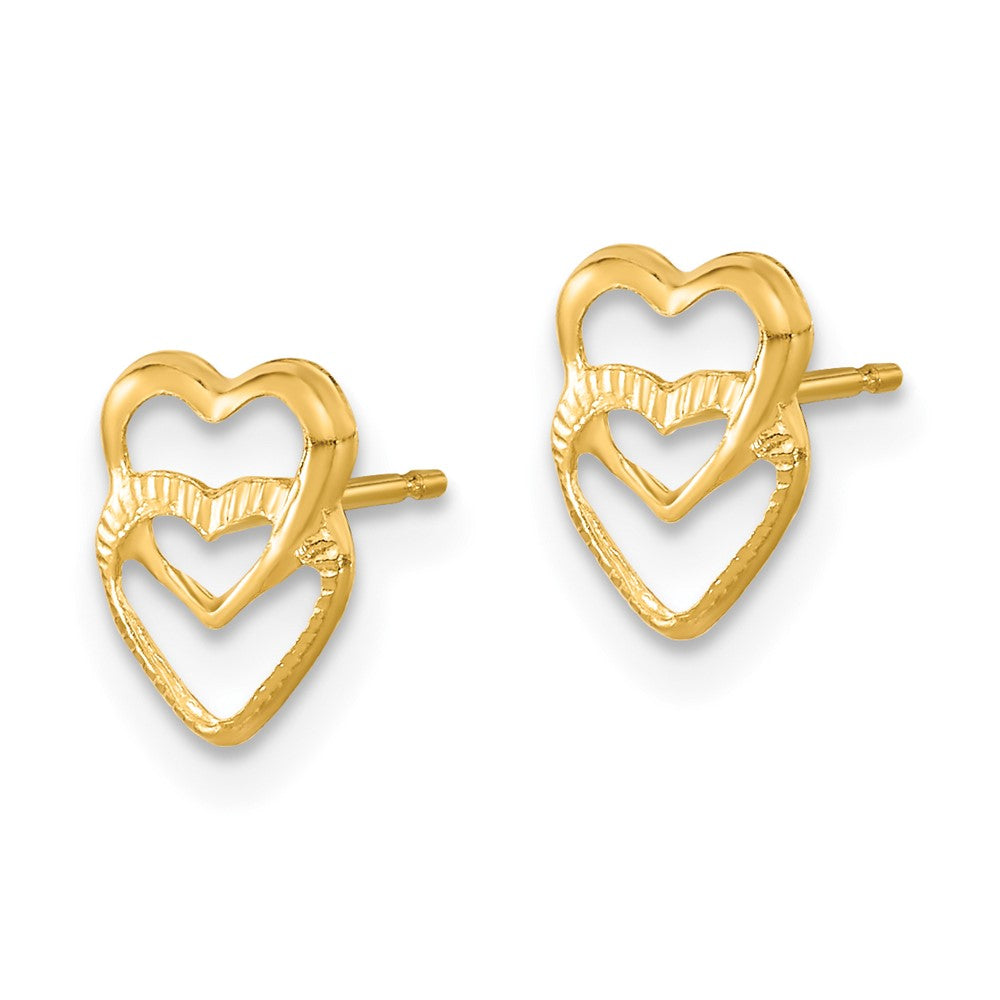 14K Yellow Gold Madi K Hearts Post Earrings