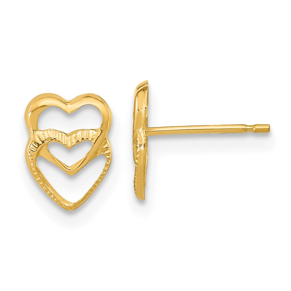 14K Yellow Gold Madi K Hearts Post Earrings