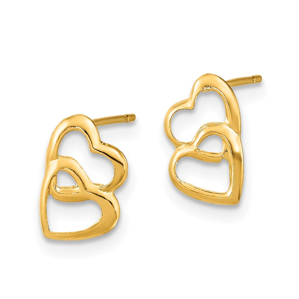 14K Yellow Gold Madi K Hearts Post Earrings