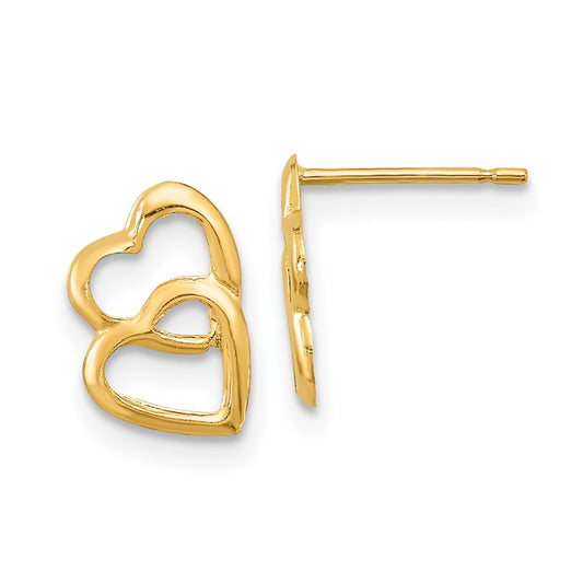 14K Yellow Gold Madi K Hearts Post Earrings