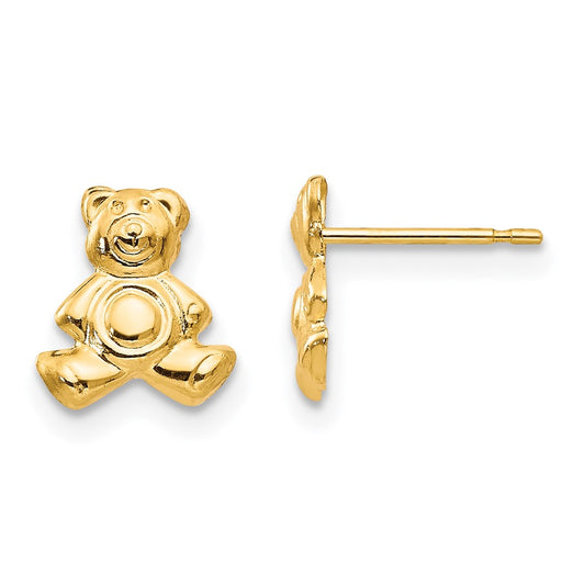 14K Yellow Gold Madi K Teddy Bear Post Earrings