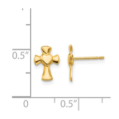 14K Yellow Gold Madi K Heart Cross Post Earrings