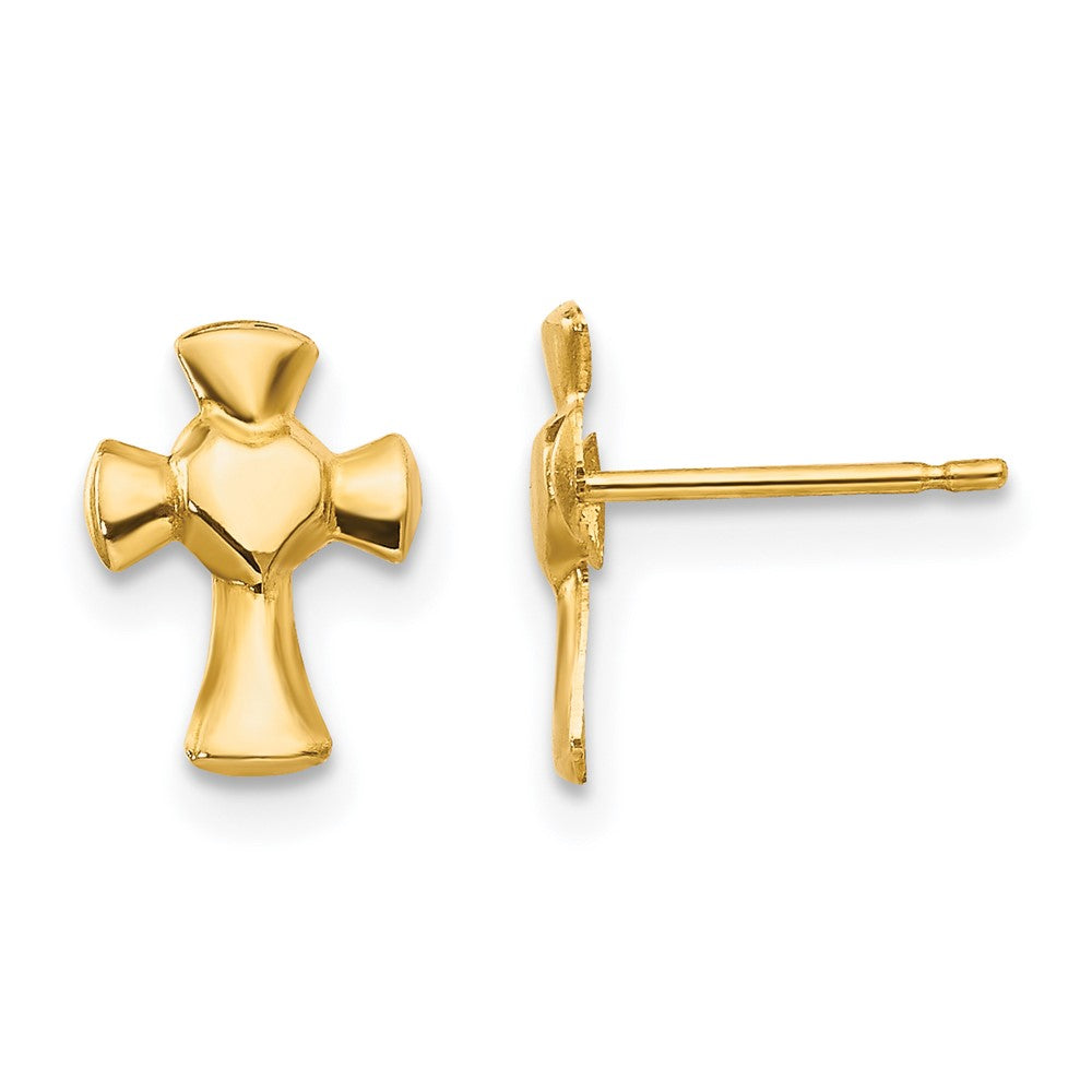 14K Yellow Gold Madi K Heart Cross Post Earrings