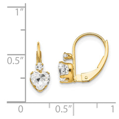 14K Yellow Gold Madi K CZ Heart Leverback Earrings