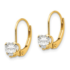 14K Yellow Gold Madi K CZ Heart Leverback Earrings