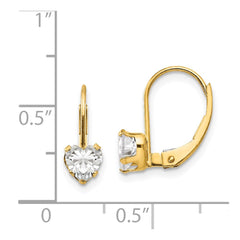 14K Yellow Gold Madi K CZ Heart Leverback Earrings