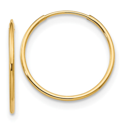 14K Yellow Gold Madi K 1mm Hoop Earrings