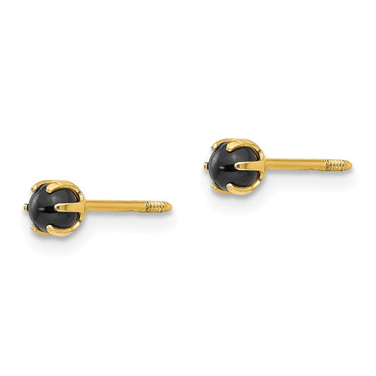 14K Yellow Gold Madi K 3mm Onyx Post Earrings