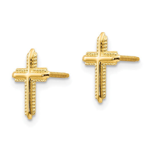 14K Yellow Gold Madi K Cross Post Earrings