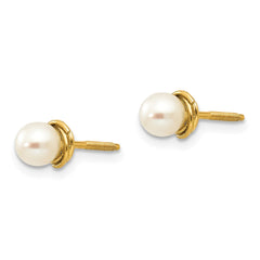 14K Yellow Gold Madi K 4-5mm Semi-round FWC Pearl Love Knot Post Earrings