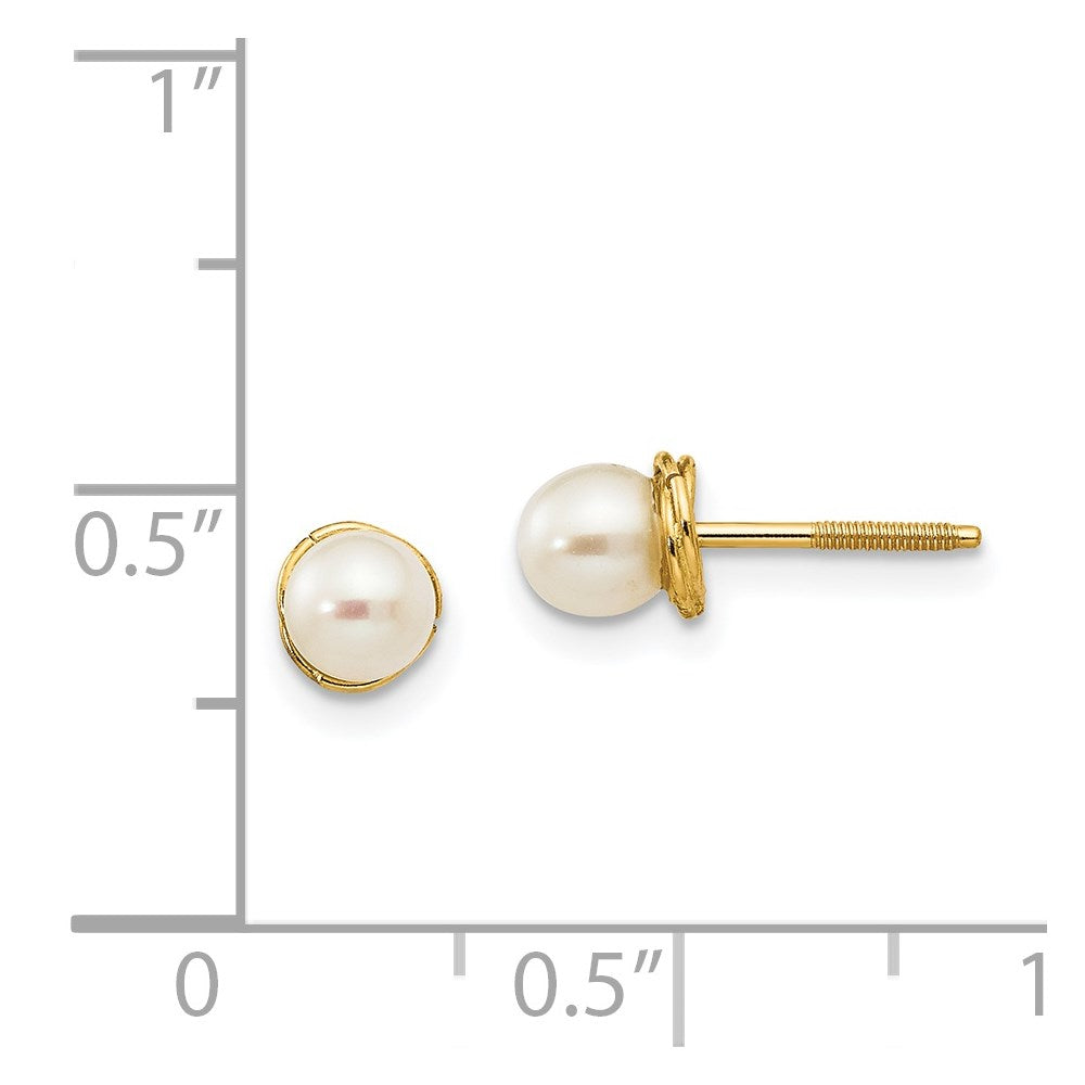 14K Yellow Gold Madi K 4-5mm Semi-round FWC Pearl Love Knot Post Earrings