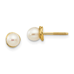 14K Yellow Gold Madi K 4-5mm Semi-round FWC Pearl Love Knot Post Earrings