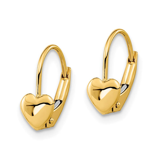 14K Yellow Gold Madi K Heart Leverback Earrings