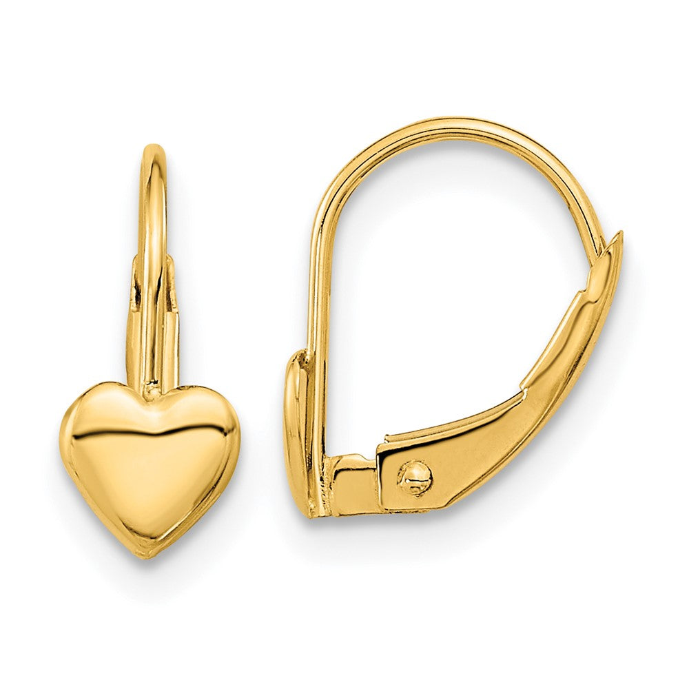 14K Yellow Gold Madi K Heart Leverback Earrings