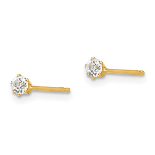 14K Yellow Gold Madi K CZ Stud Post Earrings