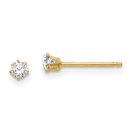 14K Yellow Gold Madi K CZ Stud Post Earrings