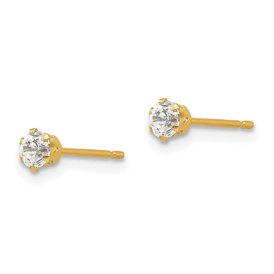 14K Yellow Gold Madi K CZ Stud Post Earrings