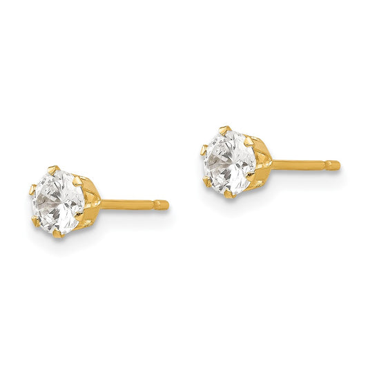 14K Yellow Gold Madi K CZ Stud Post Earrings