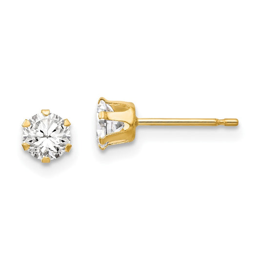 14K Yellow Gold Madi K CZ Stud Post Earrings