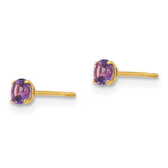 14K Yellow Gold Madi K Round Amethyst 3mm Post Earrings