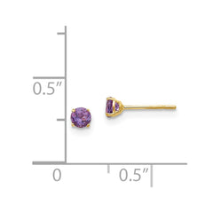 14K Yellow Gold Madi K Round Amethyst 3mm Post Earrings