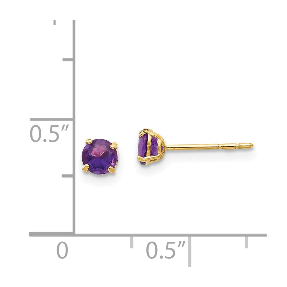 14K Yellow Gold Madi K Round Amethyst 4mm Post Earrings