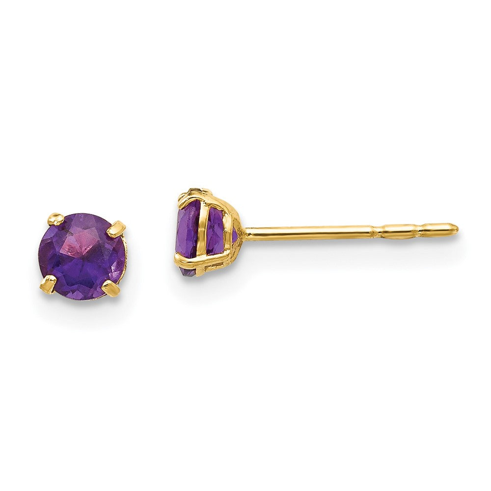 14K Yellow Gold Madi K Round Amethyst 4mm Post Earrings