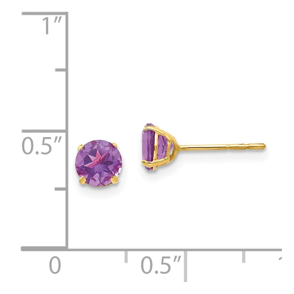 14K Yellow Gold Madi K Round Amethyst 5mm Post Earrings