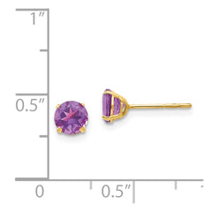 14K Yellow Gold Madi K Round Amethyst 5mm Post Earrings