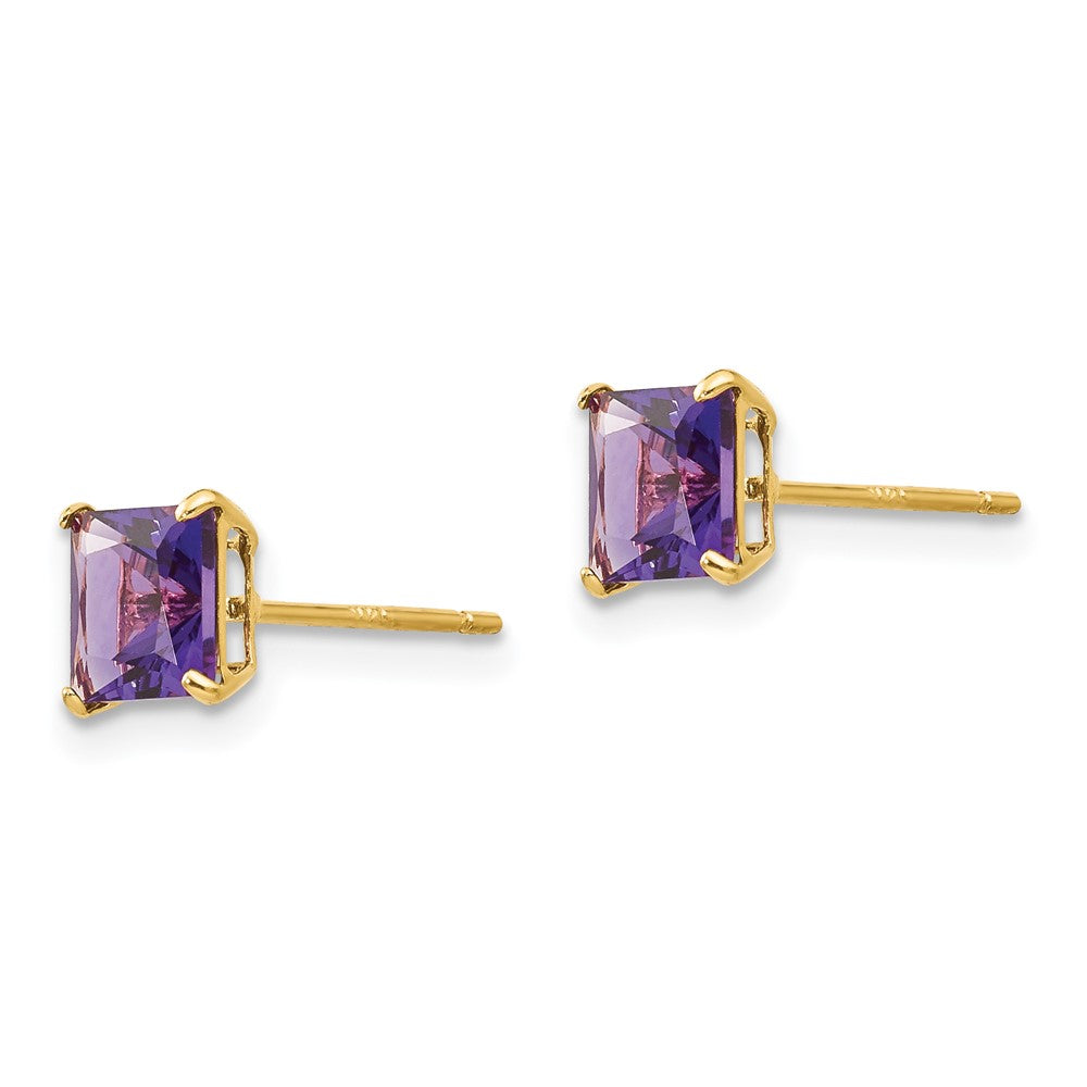 14K Yellow Gold Madi K Amethyst 5mm Square Post Earrings