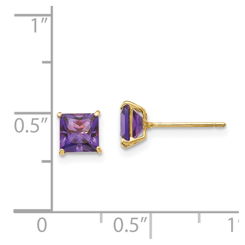 14K Yellow Gold Madi K Amethyst 5mm Square Post Earrings