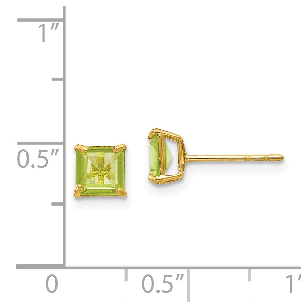 14K Yellow Gold Madi K Peridot 5mm Square Post Earrings
