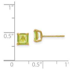 14K Yellow Gold Madi K Peridot 5mm Square Post Earrings