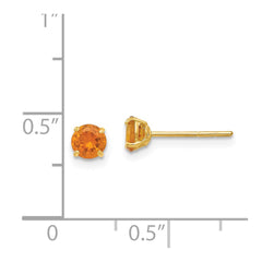 14K Yellow Gold Madi K Round Citrine 4mm Post Earrings