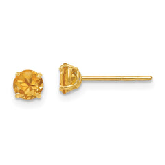 14K Yellow Gold Madi K Round Citrine 4mm Post Earrings