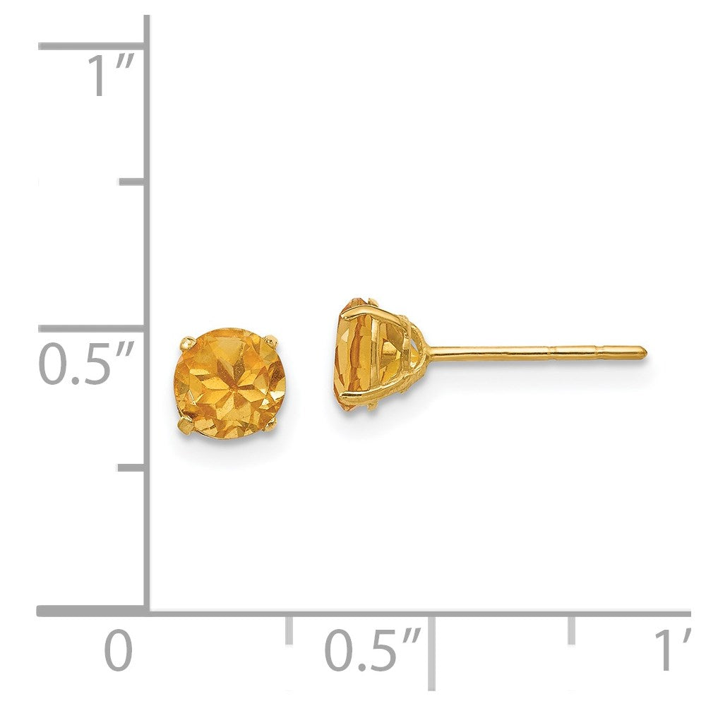 14K Yellow Gold Madi K Round Citrine 5mm Post Earrings