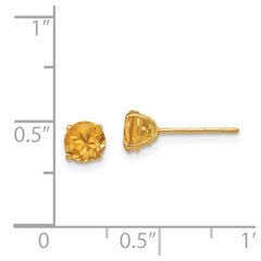 14K Yellow Gold Madi K Round Citrine 5mm Post Earrings