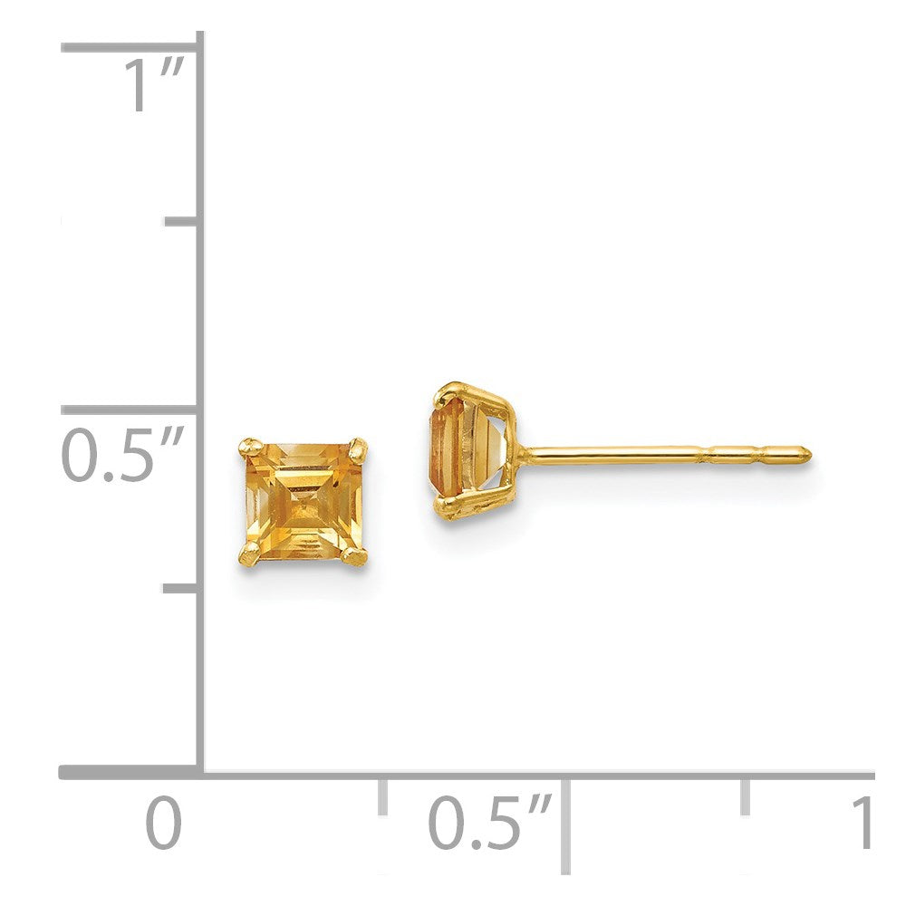 14K Yellow Gold Madi K Citrine 4mm Square Post Earrings