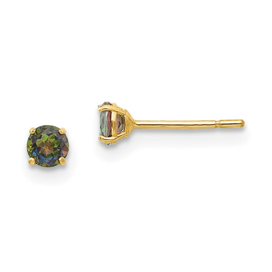 14K Yellow Gold Madi K Round Mystic Topaz 3mm Post Earrings