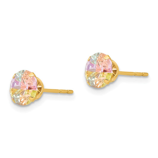 14K Yellow Gold Madi K Multi-color CZ 6mm Post Earrings