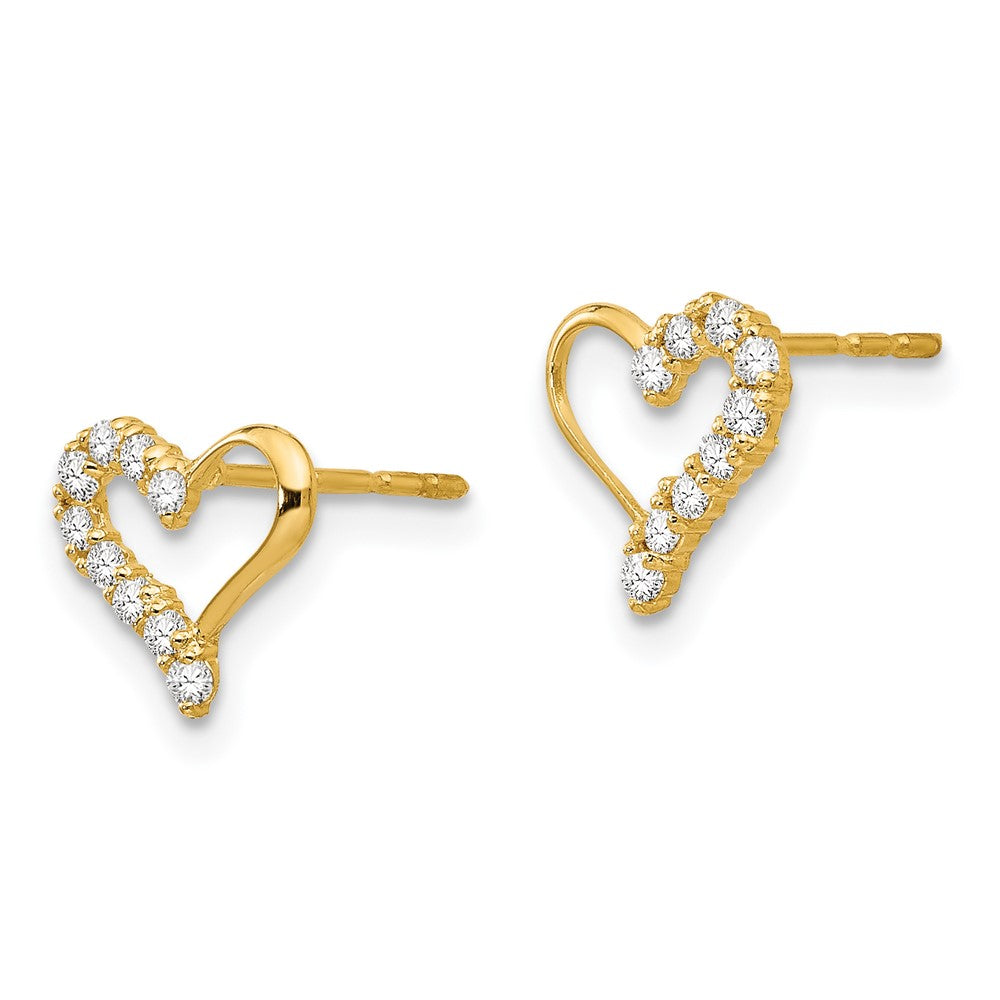 14K Yellow Gold Madi K CZ Heart Post Earrings