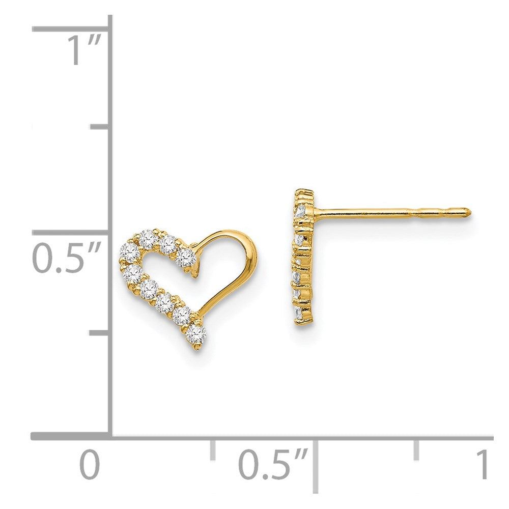 14K Yellow Gold Madi K CZ Heart Post Earrings