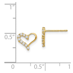 14K Yellow Gold Madi K CZ Heart Post Earrings