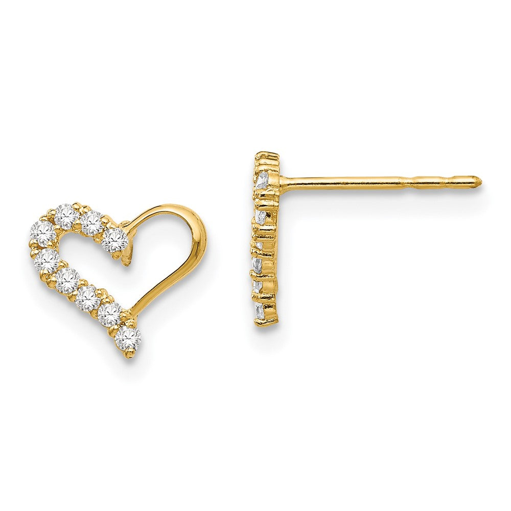 14K Yellow Gold Madi K CZ Heart Post Earrings