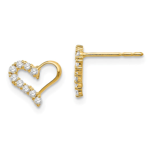 14K Yellow Gold Madi K CZ Heart Post Earrings