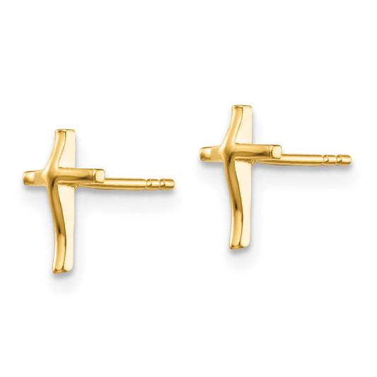 14K Yellow Gold Madi K Polished Cross Post Earrings