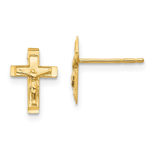 14K Yellow Gold Madi K Crucifix Post Earrings